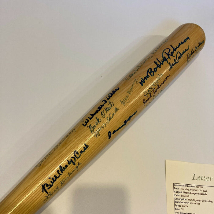 Negro League Legends Multi Signed Baseball Bat With JSA COA