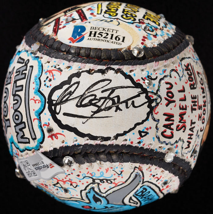 Dwayne "The Rock" Johnson Signed Charles Fazzino Hand Painted Pop Art Baseball