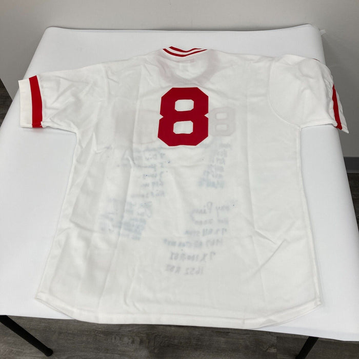 The Finest Cincinnati Reds Big Red Machine Signed Inscribed STAT Jersey JSA COA