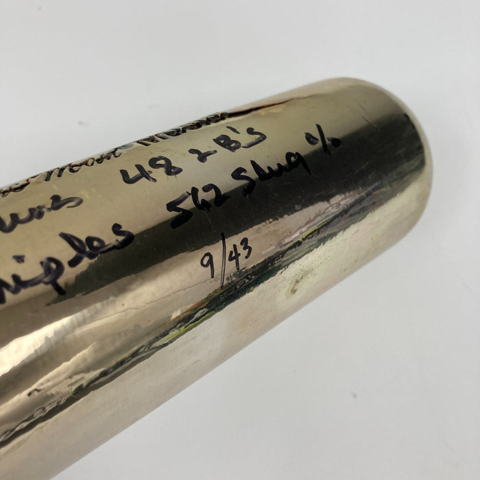 Stan Musial Batting Champion Signed Inscribed STATS Silver Baseball Bat Beckett