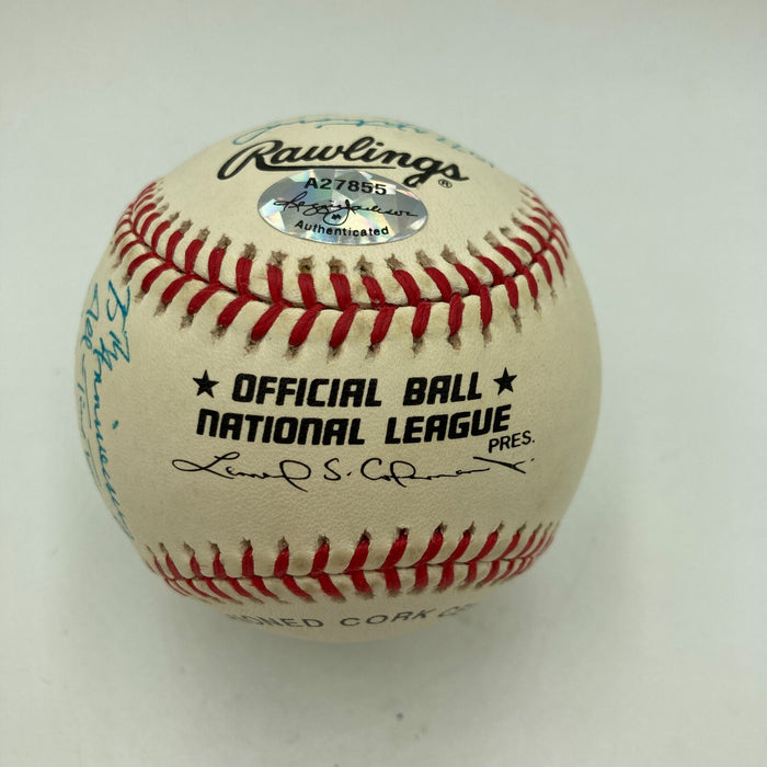 Joe Montana Signed Heavily Inscribed Career STAT Baseball Reggie Jackson COA