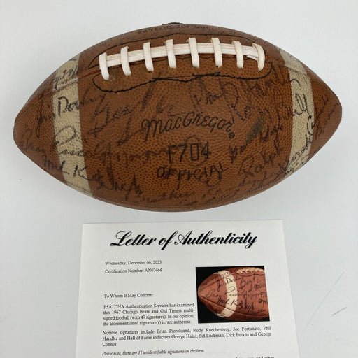 1967 Chicago Bears Team Signed Vintage Football Brian Piccolo & George Halas PSA