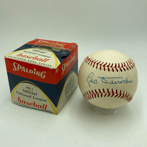 Beautiful 1950's Leo Durocher Signed National League Giles Baseball JSA COA