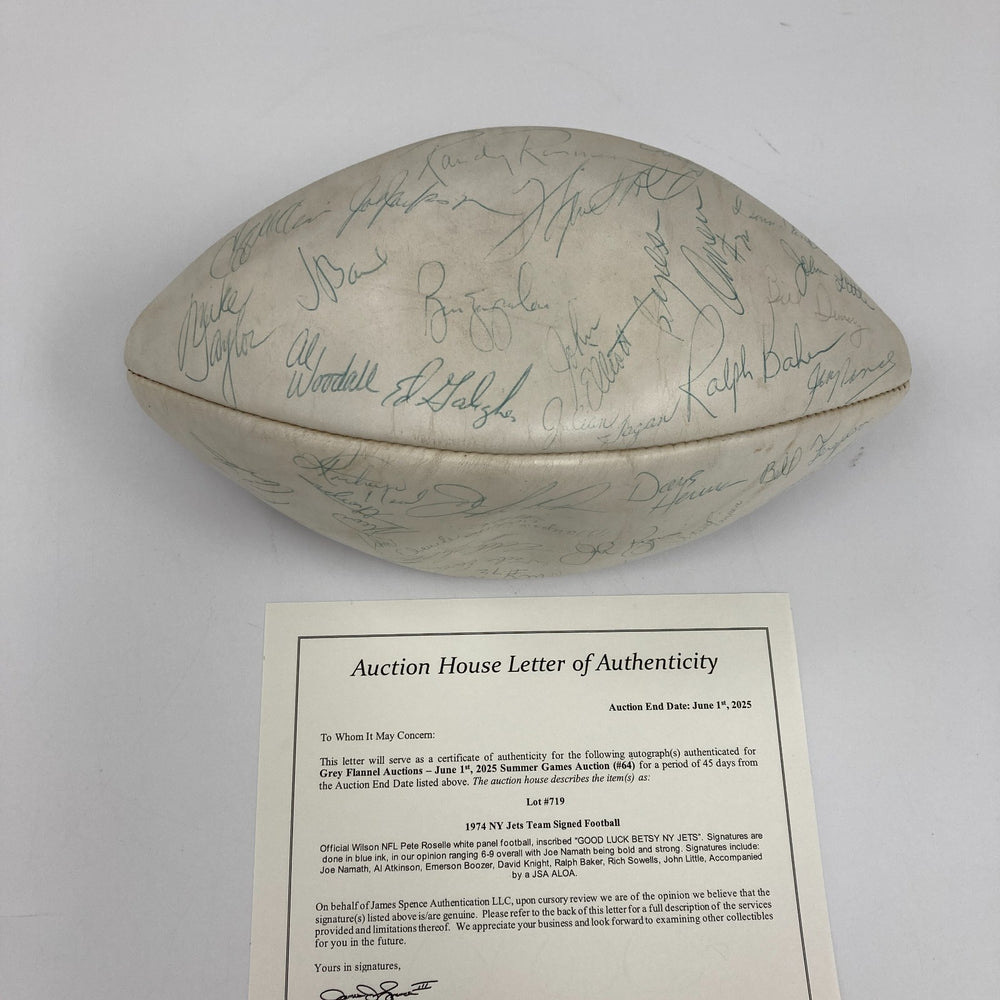 Joe Namath 1974 New York Jets Team Signed Vintage Wilson NFL Football JSA COA