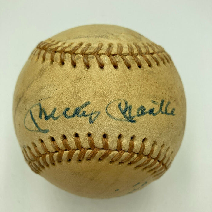 Mickey Mantle & Joe Dimaggio Signed 1970's American League Baseball JSA COA