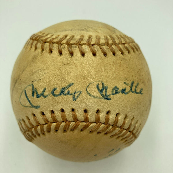 Mickey Mantle & Joe Dimaggio Signed 1970's American League Baseball JSA COA