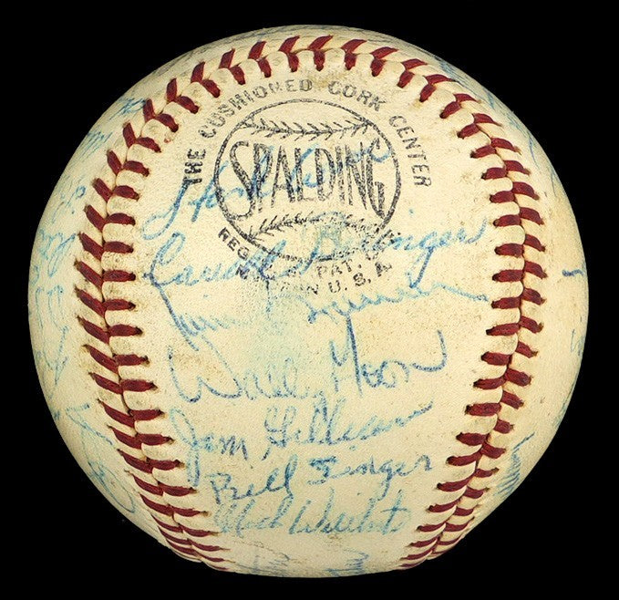 1963 Los Angeles Dodgers World Series Champs Team Signed Baseball Koufax JSA COA