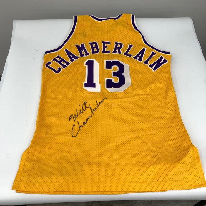 Wilt Chamberlain Signed Pro Cut Los Angeles 1992-93 Lakers Jersey PSA Huge Sig!