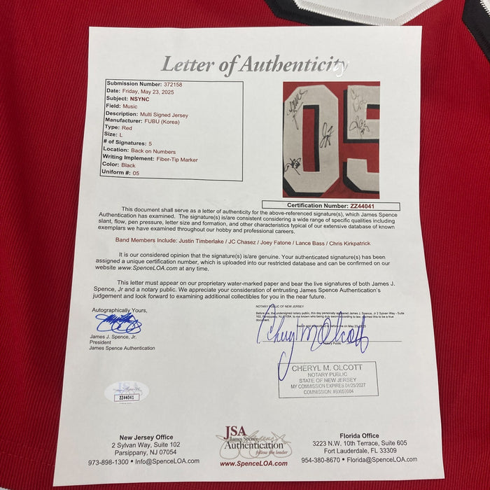 Justin Timberlake NSYNC Band  Signed FUBU Jersey 5 Sigs JSA COA