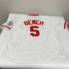 Johnny Bench Signed Inscribed Cincinnati Reds STAT Mitchell & Ness Jersey JSA