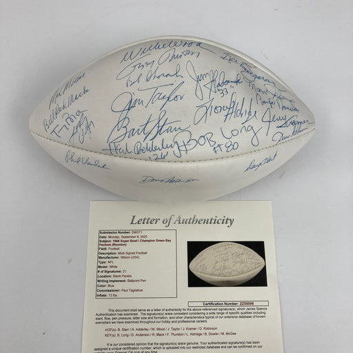 1966 Green Bay Packers Super Bowl 1 Champs Team Signed Football JSA COA