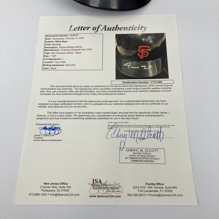 Willie Mays Signed Authentic San Francisco Giants Game Model Helmet JSA COA