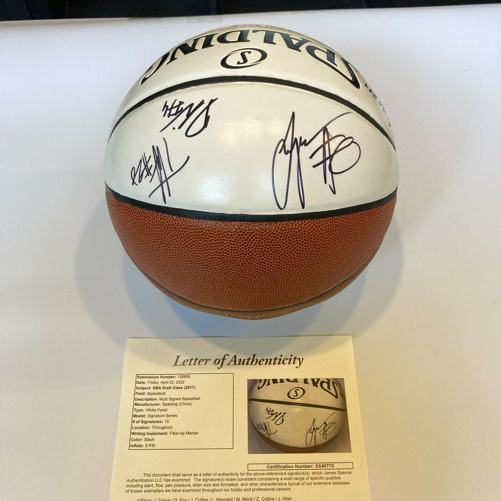 Jayson Tatum Rookie 2017 NBA Draft Class Multi Signed Basketball JSA COA