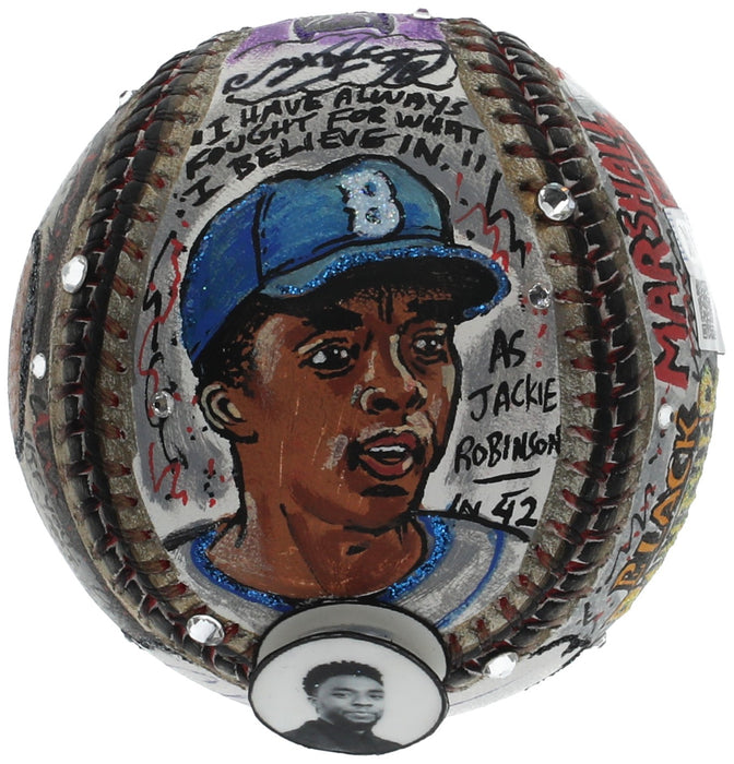 Chadwick Boseman Signed Charles Fazzino Jackie Robinson Pop Art Baseball PSA DNA