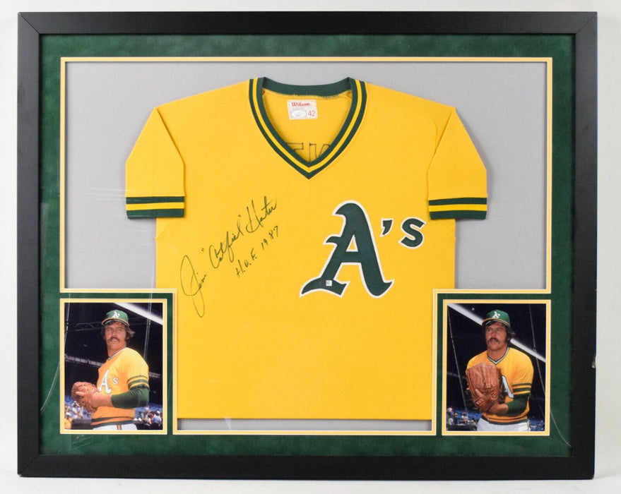 Jim Catfish Hunter HOF 1987 Signed Vintage Oakland A's Game Model Jersey JSA COA