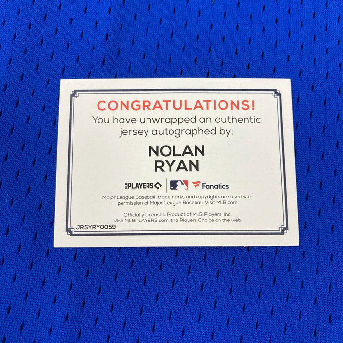 Nolan Ryan Signed Authentic Texas Rangers Mitchell & Ness Jersey Fanatics COA