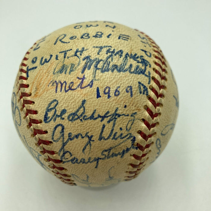 Beautiful 1969-1970 New York Mets Team Signed Baseball Nolan Ryan JSA COA