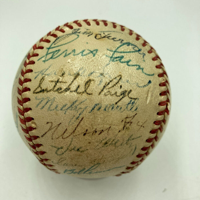 Satchel Paige Mickey Mantle 1952 All Star Game Team Signed Baseball JSA COA