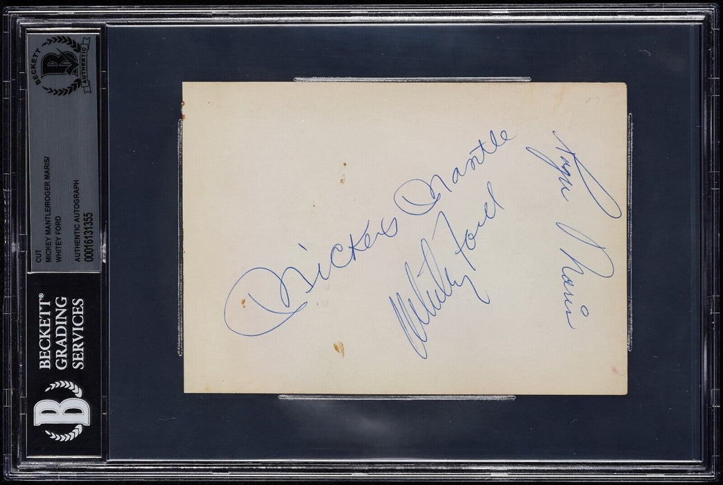 Mickey Mantle, Roger Maris & Whitey Ford Signed 1960's Album Page BGS Certified