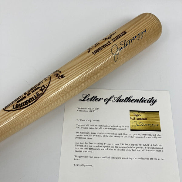 MINT Joe DiMaggio Signed Louisville Slugger Game Model Baseball Bat PSA DNA COA