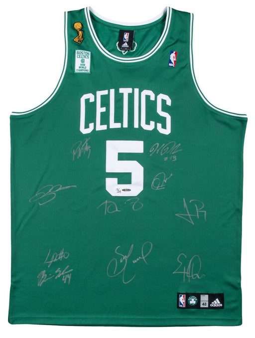 2007-08 Boston Celtics NBA Champs Team Signed Jersey UDA Upper Deck COA #13/25