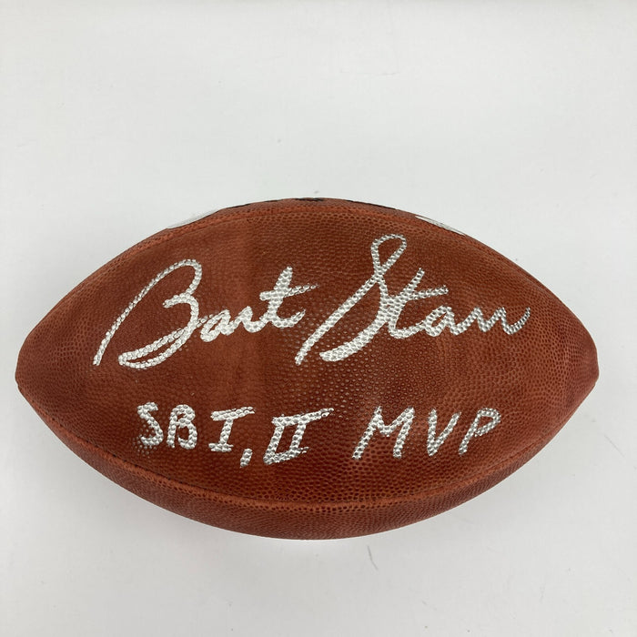 Bart Starr "MVP SB I & II" Signed Wilson NFL Game Football JSA Graded MINT 9