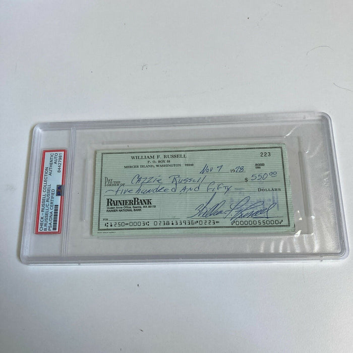 Bill Russell Signed Autographed Bank Check PSA DNA Boston Celtics HOF Legend