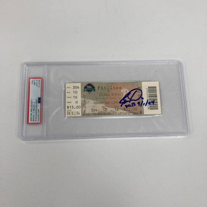 Ryan Howard MLB Debut Signed Inscribed Full Ticket PSA 10 GEM MINT 9-1-2004