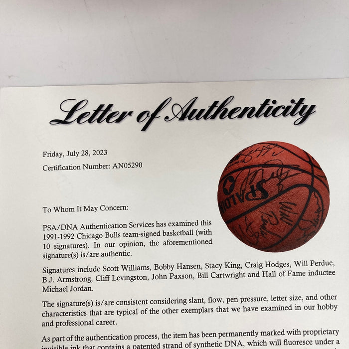 Michael Jordan 1991-92 Chicago Bulls NBA Champs Team Signed Basketball PSA & JSA