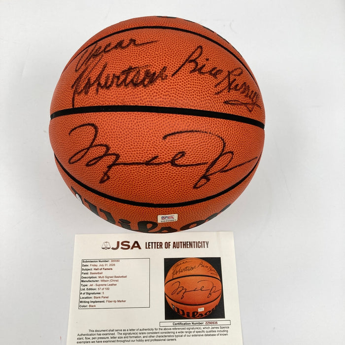 Michael Jordan Bill Russell Magic Johnson Larry Bird Signed Basketball UDA & JSA