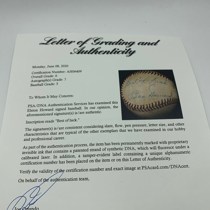 Beautiful Elston Howard Single Signed Official American League Baseball PSA DNA
