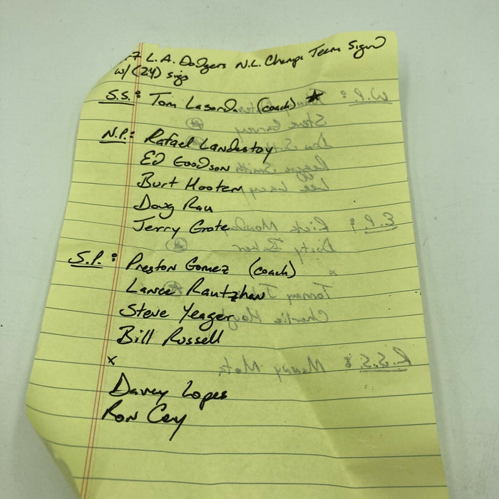 1977 Los Angeles Dodgers National League Champions Team Signed Baseball JSA COA