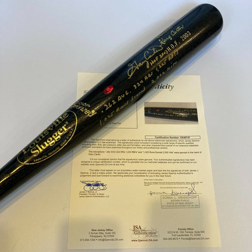 Gary Carter Signed Heavily Inscribed STAT Baseball Bat JSA COA RARE