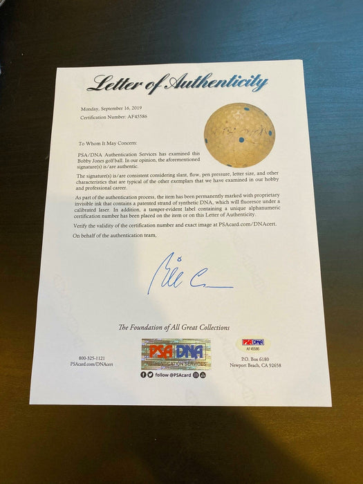 Incredible Bobby Jones Single Signed 1930 Spalding Golf Ball PSA DNA & JSA COA