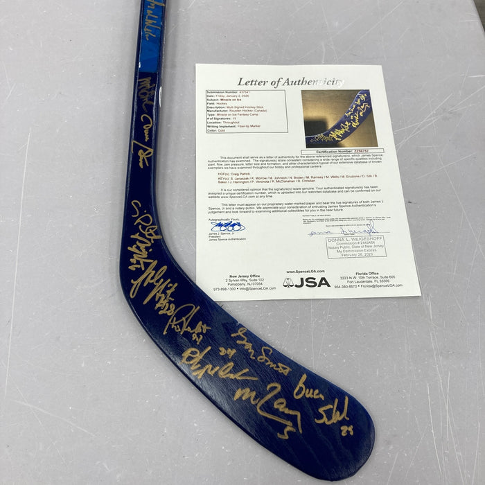 1980 Team USA “Miracle on Ice” Team Signed Hockey Stick JSA COA