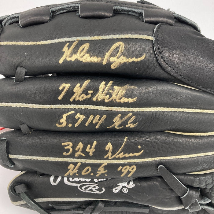 Nolan Ryan Signed Heavily Inscribed STATS Baseball Glove PSA DNA Certified
