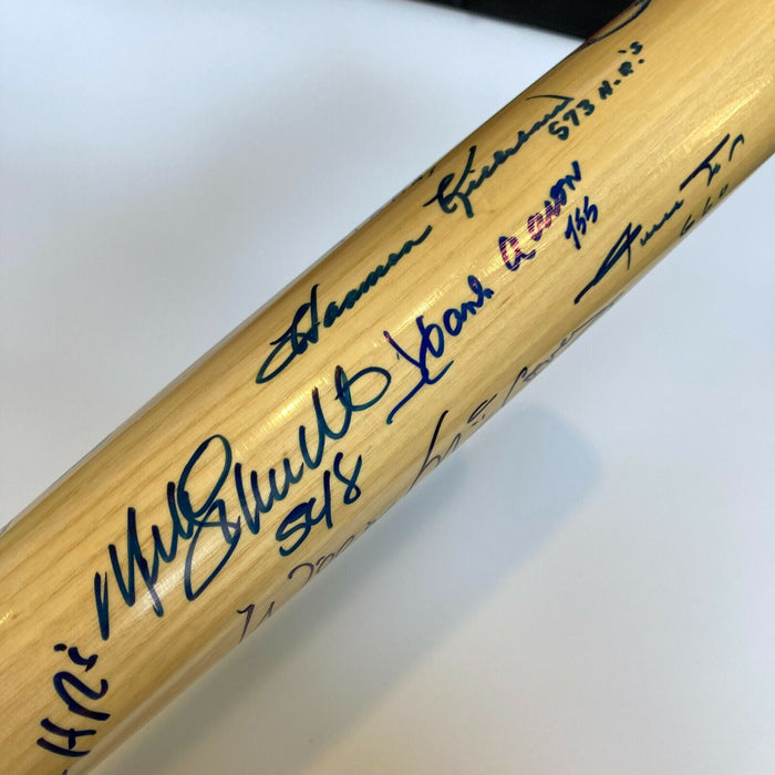 Mint 500 Home Run Club Signed Bat With Inscriptions Willie Mays Hank Aaron JSA