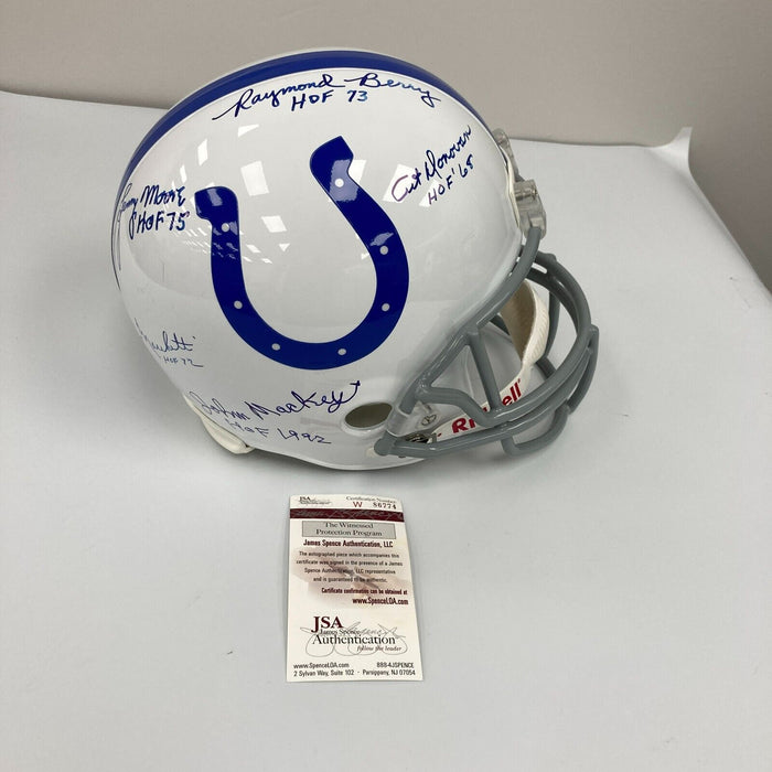 Art Donovan Lenny Moore Raymond Berry Mackey Signed Colts Full Size Helmet JSA