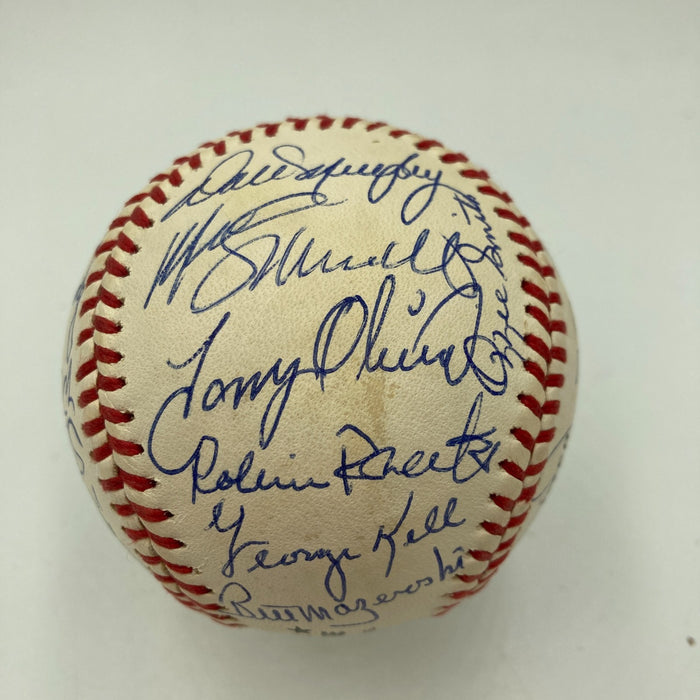 Hall Of Fame Multi Signed Baseball 30 Sigs Ernie Banks Mike Schmidt  JSA COA