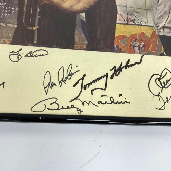 Mickey Mantle Joe Dimaggio HOF Multi Signed Norman Rockwell Photo Beckett COA
