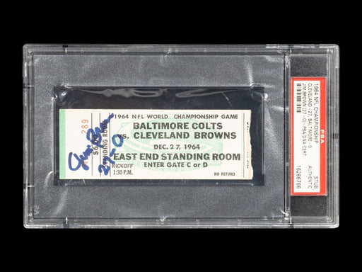 Jim Brown "27-0" Signed 1964 NFL Championship Game Ticket PSA DNA