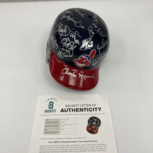 2000 Cleveland Indians Team Signed Game Helmet Manny Ramirez Jim Thome Beckett