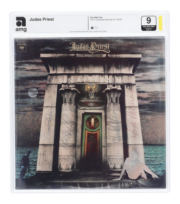 1977 Judas Priest Band-Signed Sin After Sin Album Record JSA COA Graded 9 N MINT