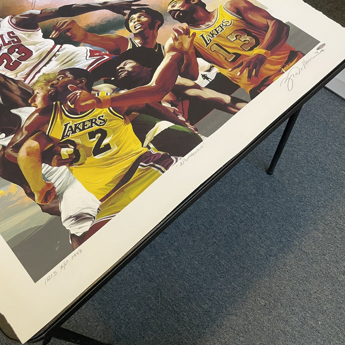 Magnificent Michael Jordan Wilt Chamberlain Legends Signed 33x34 Photo UDA 1/1