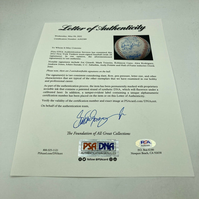 2012 New York Yankees Team Signed Baseball Derek Jeter Ichiro PSA DNA