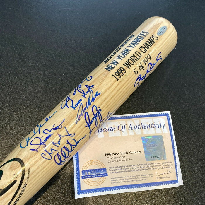 Beautiful 1999 Yankees World Series Champs Team Signed Bat Derek Jeter Steiner