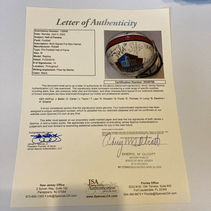Beautiful Jerome Bettis HOF Multi Signed Full Size Football Helmet 26 Sigs JSA