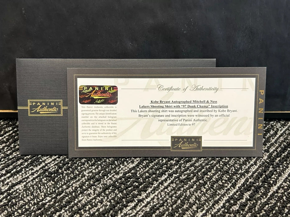 Kobe Bryant "1997 Dunk Champ" Signed Los Angeles Lakers Jersey Framed Panini COA