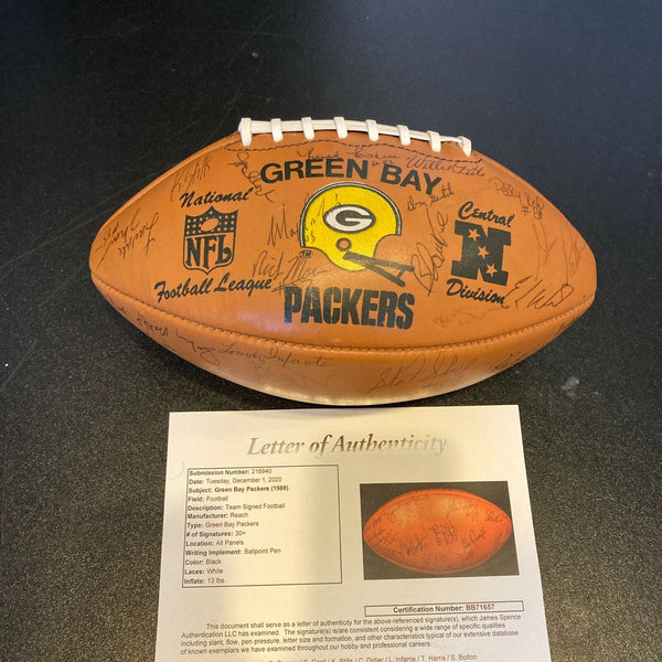 1988 Green Bay Packers Team Signed Wilson NFL Game Football JSA COA