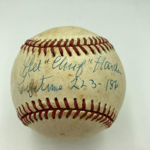 Mel "Chief" Harder Baseball Signed Inscribed American League Baseball JSA COA